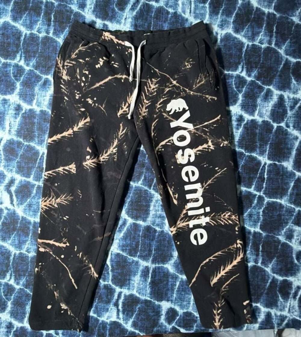Vintage Havana Yosemite Bear Graphic Print Bleach Wash Sweatpants
